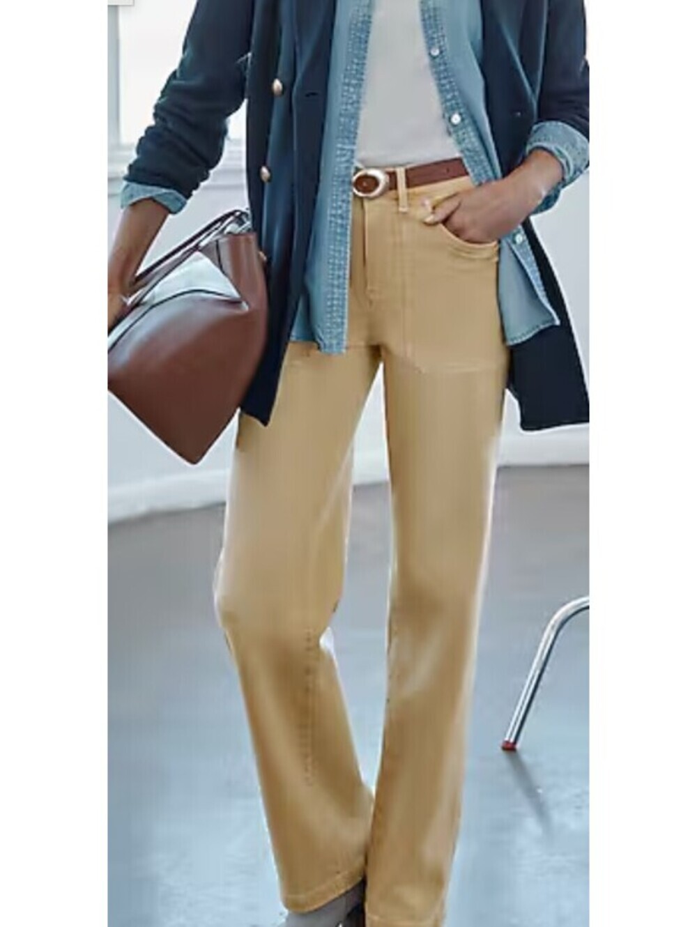 J.Jill Denim High Rise Wide Leg Beige Trouser Pants - Women's 14 NWT